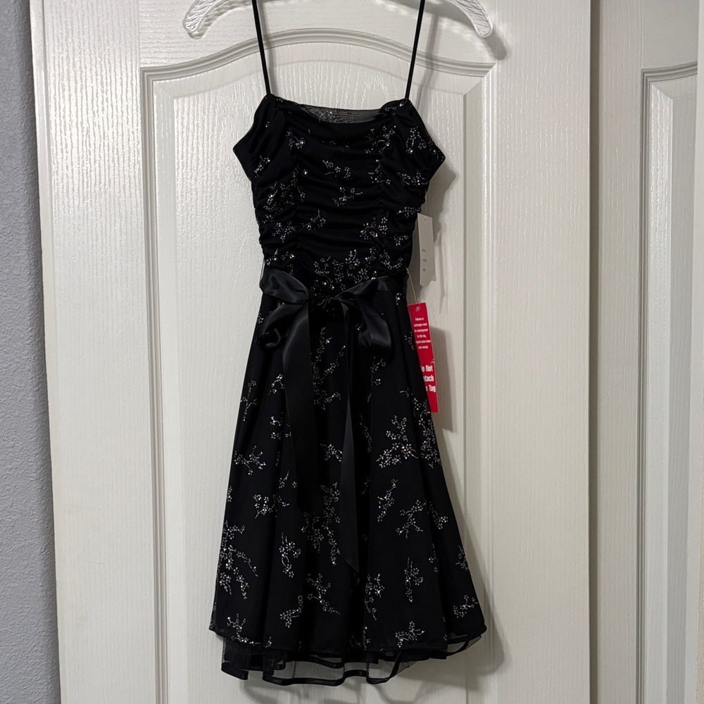 Elegant Black Floral Kids Dress